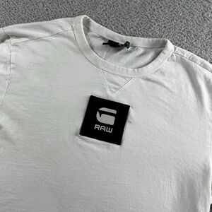 G Star Raw Shirt Mens Small White Logo Sustainable Material Crew‎ Minimal
